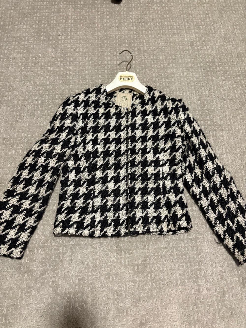 Retro Vintage Houndstooth Tweed Ladycoat